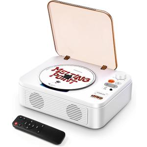 Portable CD Player with Bluetooth, 2600mAh Battery, USB & AUX, Dual 3W Speakers, Remote Control – for Seniors, Nostalgia Gift, Home Party (White)