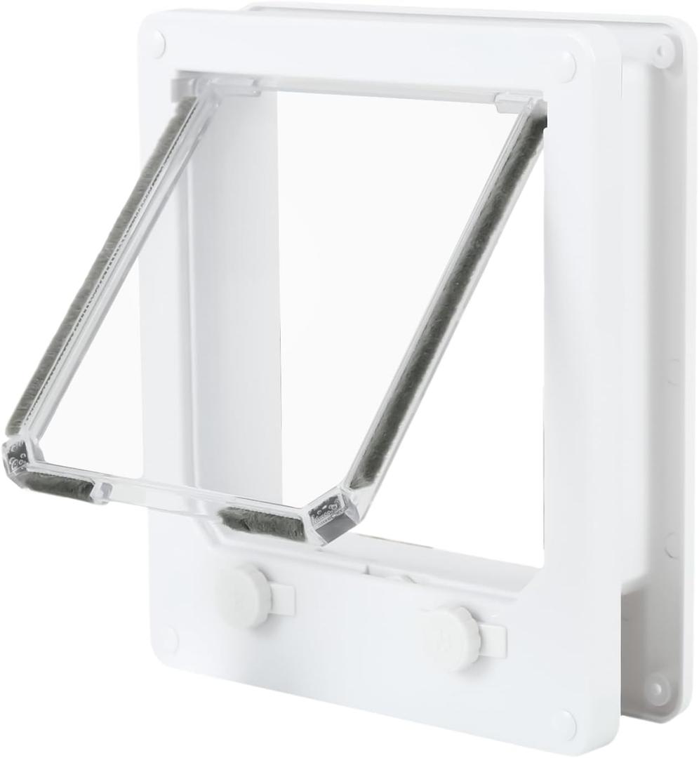 Indoor Cat Door Small Pet With 4-Way Locking, Weatherproof Interior And Exterior | Ideal For Cats, Dogs, Kittens, Puppies, Pets Home Access Safety, Dog Door, Weather-Resistant Perfect Other Pets (M)