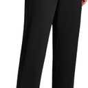 DLOODA Womens Dress Pants High Waisted Stretchy Straight Leg Work Pants | Office Business Casual Slacks with Pockets (Black, XL)