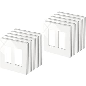 BESTTEN 2 Gang Screwless Wall Plate, 10 Pack, USWP4 Off White Series, Decorative Outlet Cover, H4.69 x W4.73, Light Switch Cover, Double Gang Receptacle Face Plate
