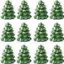 Christmas Tree Place Card Holders  Set of 12 Mini Green Table Number Stands for Xmas Party, Winter Wedding, Holiday Dinner & Buffet Food Labels