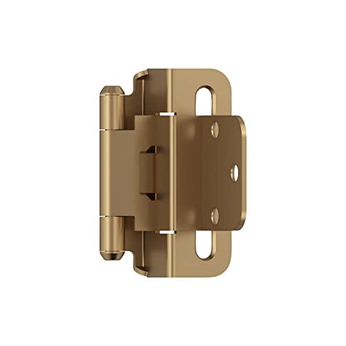 Amerock BPR7565CZ Cabinet Hinge 3/8 in (10 mm) Inset Self Closing Partial Wrap Champagne Bronze Kitchen Cabinet Door Hinge 1 Pair Functional Hardware