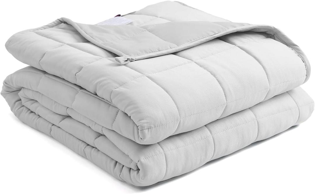 BB BLINBLIN Cooling Weighted Blanket Heavy Blanket,Premium Soft and Comfortable Material and Glass Beads (Light Grey, 80''x87'' 30lbs), Two Persons(140~240lb) Sharing Use on Queen/King Bed