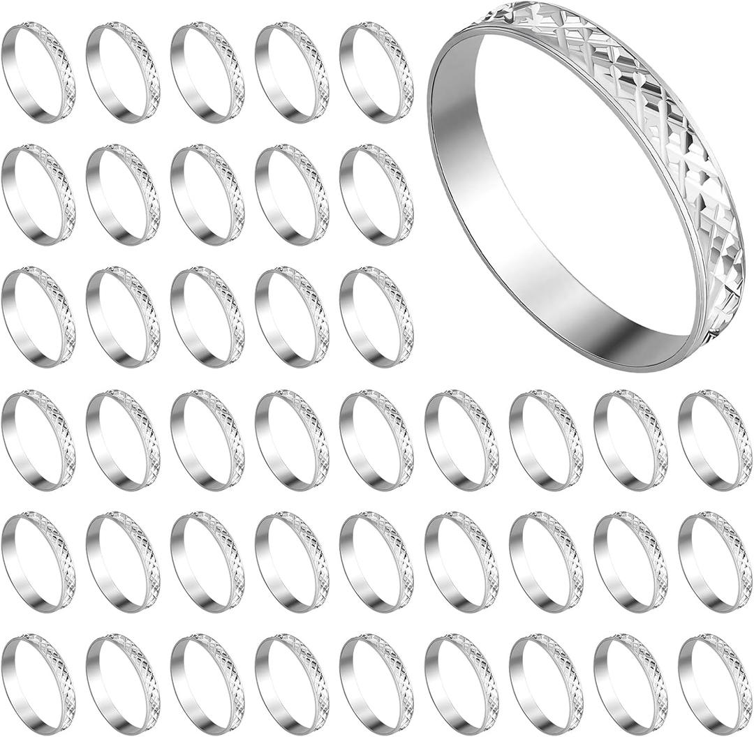 200Pcs Aluminum Alloy Glitter Bridal Shower Rings, Silver Fake Engagement Wedding Rings Glitter Decoration Ring for Party Favors, Table Decorations, DIY Crafts
