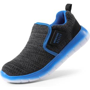 DREAM PAIRS Boys Girls Shoes Kids Slip on Tennis EZ-Ons MightyMovers Running Athletic Barefoot Zero Drop Sports Sneakers (4 Big Kid, Black/Grey/Royal)