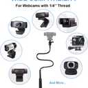 30 Inch Webcam Stand Camera Mount, Upgraded Thick Base Flexible Gooseneck Camera Stand Desk Webcam Mount Clamp for Logitech Webcams C930e C930 C920 C922x C922 Brio 4K C925e C615, Gopro Hero 8 7 6 5 4