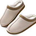 Homitem House Bedroom Slippers for Women Platform Shoes Indoor and Outdoor with Fuzzy Lining Hard Sole Memory Foam Slip on (7-8, Suede Apricot)
