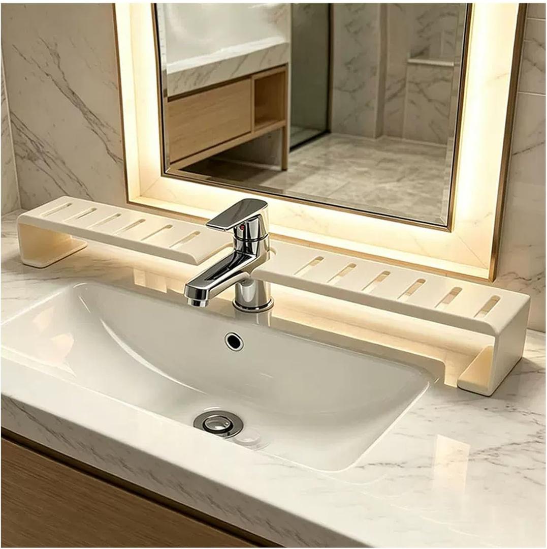 Vertical Faucet Storage Rack, Over the Sink Shelf, White, 19.6in/50cm