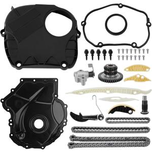 EA888 1.8L 2.0L Engine Timing Chain Kit with Cover Tensioner Guide Rail Compatible with Audi A3 A4 A5 S3 S4 S5 Q3 Q5 TT Volkswagen Jetta Golf Passat Tiguan CC Replace # 06K109158AD 06H109210AG