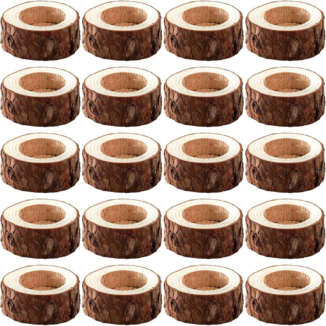 Lawei 20 Pack Wooden Tealight Candle Holder, Wood Votive Tealight Holder Tealight Candlestick for Wedding Party Birthday Holiday Decoration