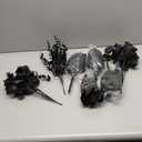 Coreland 120 Pcs 3 Kinds Mixed Artificial Eucalyptus Stems Faux Eucalyptus Leaves Branches Black Flower for Halloween DIY Bouquets Floral Arrangement Wedding Home Decor