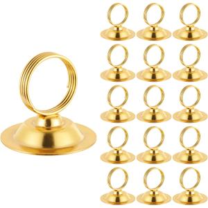 Urban Deco 16 PK Table Card Holder Place Card Holders Steel Card Holders for Photos, Food Signs, Memo Notes, Weddings, Restaurants, BirthdayGold