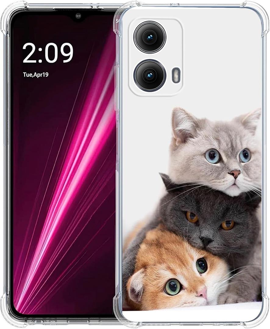 Case for Motorola Edge 2024,Lying Cute Cats Drop Protection Shockproof Case TPU Full Body Protective Scratch-Resistant Cover for Motorola Edge 2024/Motorola Edge Gen 5