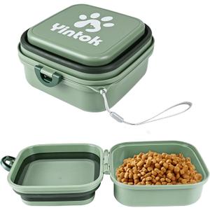 Large Capacity Travel Dog Bowls, 1900ml Portable Dog Bowls 2 in 1, Upgrade Food and Water Bowl for Dogs and Cats, Collapsible Dog Bowls and Food Storage Ideal for Walking, Hiking, Traveling&Camping (Green)