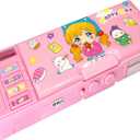 Pop Up Multifunction Pencil Case for Girls and Boys, Cute Cartoon Pen Box Organizer Stationery with Lock, Sharpener, Schedule, Whiteboard, School Supplies, Best Gifts for Kids Teens(Pink 2)