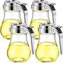 Mimorou 4 Pack Syrup Dispensers Glass Honey Jar Bottle Maple Sugar Dispenser 6.7 oz Retracting Spout Syrup Containers Pitcher for Milk Coffee Home Restaurant Kitchen Bar Oil Condiment