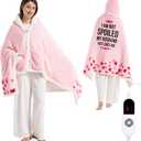 Wearable Heated Blanket Hoodie for Women, Valentines Day Gifts for Her Wife Women, Electric Throw Blanket, Heated Shawl Wraps Poncho, Mothers Day Birthday Anniversary Day Gift, Spoiled Wife Pink