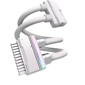EZDIY-FAB UNIFAS ARGB 24Pin PC PSU Extension Cable,16AWG ATX 24Pin Power Extension,Unified Dual-Tube Design for Clean PC Cable Management,White