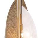 Minka Lavery 3463-788 Saint Martin Alabaster & Hammered Panels Pendant Ceiling Light, 8-Light 480 Total Watts, 47" H x 18" W, Ashen Gold
