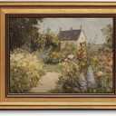 Devunaty Gold Framed Vintage Painting Wall Art Nature Wildflower Landscape Wall Decor Country Farmhouse Garden Floral Pictures Rustic Cottagecore Aesthetic Poster for Bathroom Living Room 12"x16"