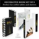 Decorative Books for Home Decor - Black and Gold Foiled Decor Books for Coffee Table - Decorative Hardcover Display Faux Books for Bookshelf Fashion Designer Books Decor Set of 3