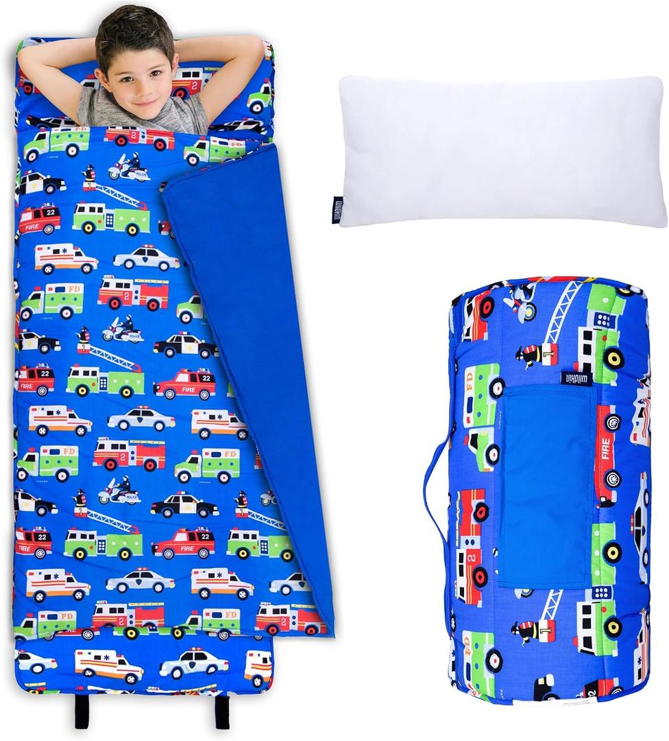 Wildkin Nap Mat with Pillow and Blanket, Preschool Rest Mat, Heroes | Removable pillow, 50 x 20 in mat plus 40 x 31 in blanket, machine washable mat, ages 3-7