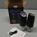 Rechargeable Pepper and Salt Grinder Set, with Gravity Sensing Switch and LED Light, One Hand Automatic Operation -Black/2 Pack