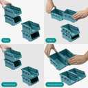 Navaris Storage Bins - Interlocking Plastic Van Boxes - Wall Mounted Compartments for Screws Nails Small Tool Parts - Workshop Garage Drawer Shed Organiser - 12 Bins & 3 Rails