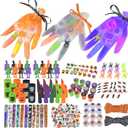 296PCS Halloween Party Favors Gloves, 24Sets Purple Orange White Gloves Stuffed Bulk Non-Candy Halloween Goodie Bags Fillers Trick or Treat Bag for Halloween Party Supplies Birthday Classroom Gifts