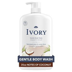 Ivory Body Wash, Designed for the Whole Family, Gentle Formula, Free of Dyes Heavy Perfumes Parabens Phthalates & Silicones, Coconut Scent, 35 oz (35 Ounce (Pack of 1))