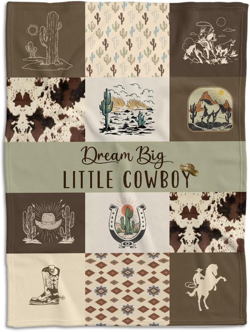 Western Blanket, Western Decor for Nursery Room, Baby Blankets for Boys Girls, Cowboy Baby Blankets, Western Baby Stuff, Soft Warm Lightweight Nursery Bed Blanket for Newborn Toddlers (03, 30x40 in)