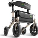 Helavo All Terrain Walker Rollator with 12 Pneumatic Tires Foldable Outdoor Walkers for Seniors with Seat, Lightweight & Adjustable Height, Shock-Absorbing for Comfort on Any Surface