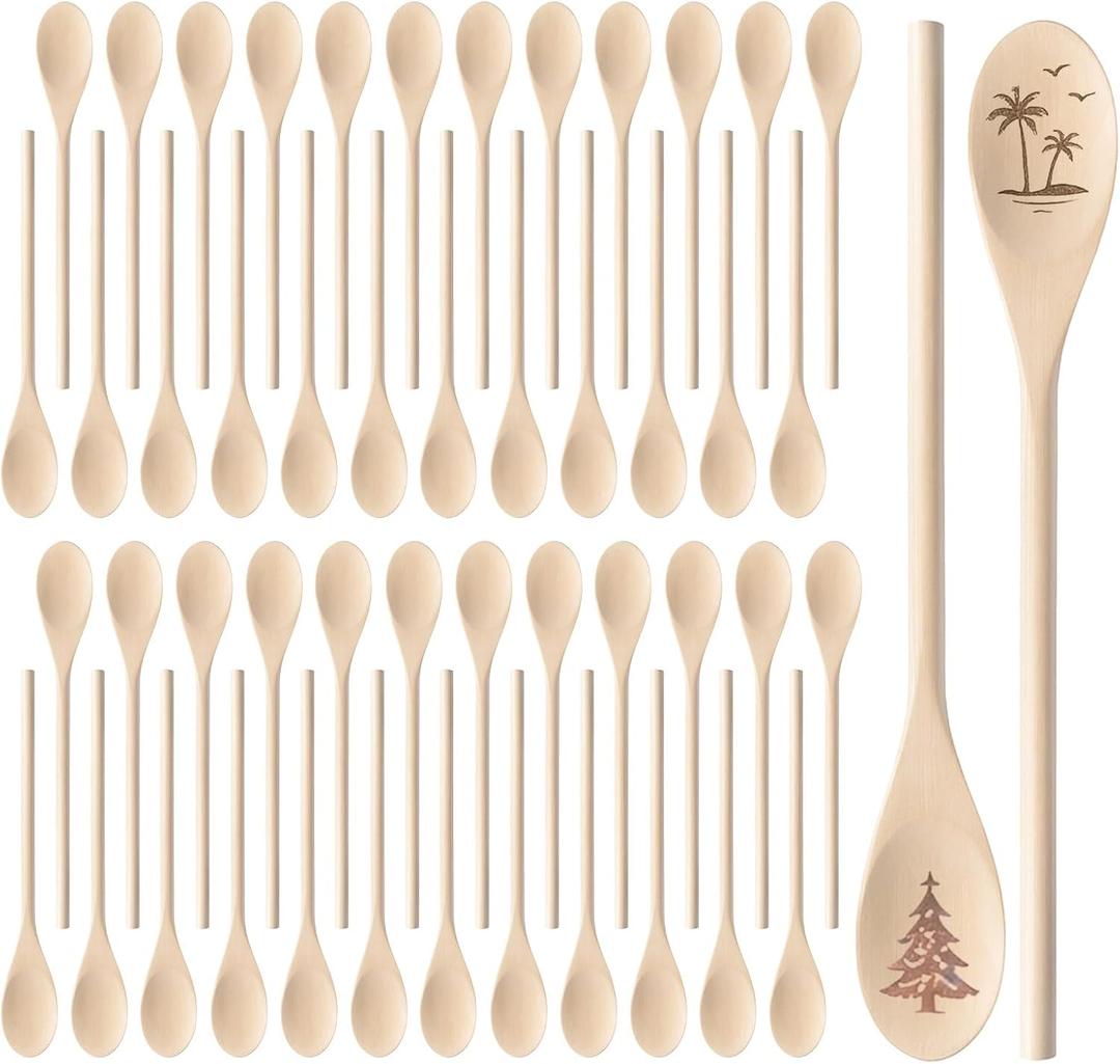 50 Pcs 12 Inch Long Handle Wooden Craft Spoons, Wooden Decorative Spoon for Crafts, Bulk Wood Spoons for DIY Crafts, Drawing, Carving, Decoration  30.5*4.1*1cm, 50