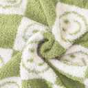 Pack of 2 Ultra Soft Cozy Happy Smiling Face Checkered Knitted Throw Pillow Cover Fluffy Microfiber pillocase Decorative for Sofa Bed 18 Inches Both Sides (Green)