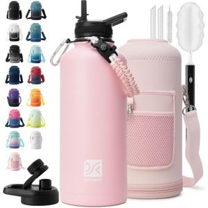 DYSANKY Insulated Water Bottle | Thickened Stainless Steel for Gym and Hiking with Straw, Carrier Bag, Handle Strap | BPA-Free 87 oz