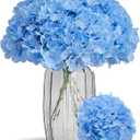 100 PCS Blue Hydrangea Artificial Flowers, Silk Full Flowers Heads with Stems for Wedding Centerpieces, Home, Garden, Baby Shower, Party Decoration