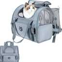 Lollimeow Expandable Cat Carrier Backpack for Large Cats - Airline Approved Pet Carrier Backpack for Small Dogs, Hiking & Travel, Waterproof with Breathable Mesh, 14lbs Capacity (Light Grey, Standard)