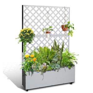 Metal Raised Garden Bed with Trellis & Privacy Screen
