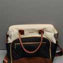 LOVEVOOK Teacher Tote Bag for Women, Laptop Bag Work Bags Computer Bag, Professional Briefcase Business Large Purses Handbag Gifts, Black-Beige-Brown, 17 Inch