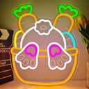 Easter Neon Sign for Wall Decor Easter Bunny Basket Neon Light Egg Led Sign Easter Decorations Dimmable Carrot Rabbit Light Up Signs for Window Party Gifts Bedroom Holiday Spring Bar Home Business