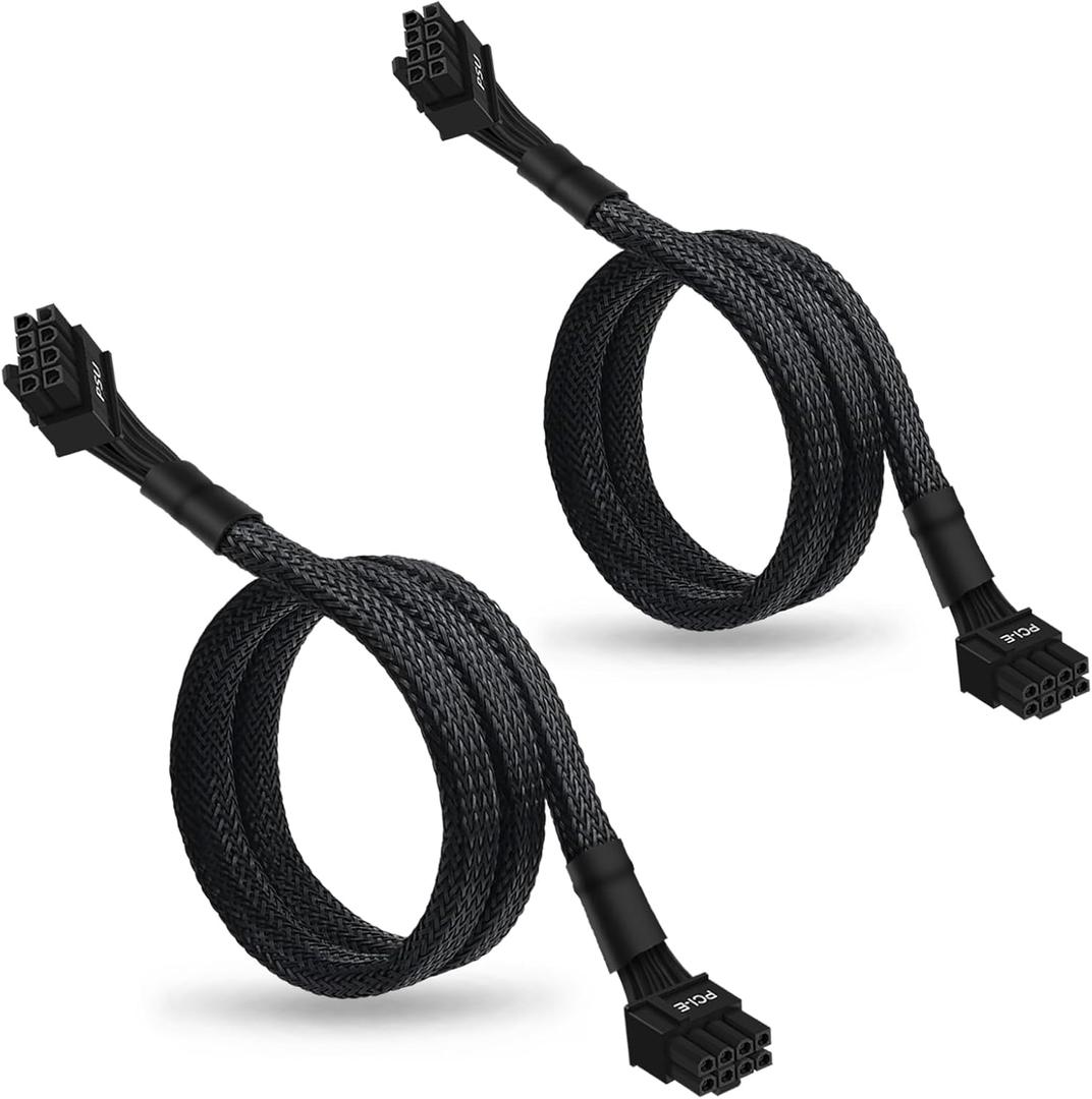 (2-Pack) 8 Pin PCIe Cable for Corsair PSUs, ATX CPU 8 Male to PCIe (6+2) Male Power Adapter Sleeved 25-inch (63cm)