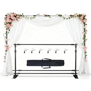 10x8ft Adjustable Metal Telescopic Tube Backdrop Standfor Parties and Photography Sessions Heavy Duty Background StandPortable Install and Repeat use Banner Stand for Photoshootwith Carrying Bag