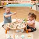 Wooden Activity Table for Toddlers 1-3, 9 in 1 Montessori Sensory Table with Bead Maze Shape Sorter Fishing Game, Baby Activity Center Learning Toys for 1 2 3 Year Old Boys Girls, Small