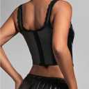 WDIRARA Women's PU Leather Corset Bustier Tops Sleeveless Lace Trim Tank Tops Night Out Clubwear (Black, M)