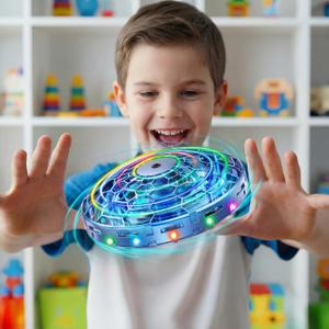 TSM005 Mini Drone for Kids,Hand Operated UFO Toy,Flip Stunt Hover Toy with LED,Easy Indoor Outdoor Flying Toys,Rechargeable UFO Drone for Kids 6-8-12 ,Cool Christmas Birthday Gifts for Boys Girls(Blue)