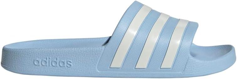 adidas Unisex Adilette Aqua Slide Sandal, Blue/ Zero Metallic/ Zero Metallic, 11 US men