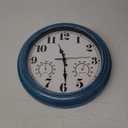 JENLYSTIME 13 Inch Outdoor Clock, Waterproof and Silent, with Thermometer and Hygrometer, Large Numbers for Easy Reading, Perfect for Home, Office, Bedroom, Kitchen, Porch, Garden, Pool (Blue)