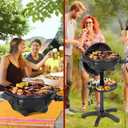 QPMR Electric Grill Outdoor/Indoor, Portable BBQ Grill with Nonstick Surface,200 Square Inches Indoor Electric Barbecue Grill with Adjustable Heat, Stand/Tabletop, for Patio/Yard/Home(Black)