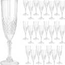 24 Pcs Plastic Champagne Flutes,White Champagne Glasses Bulk, Made of Durable Plastic Material Can be Used for Weddings, Everyday Fun Parties and More!