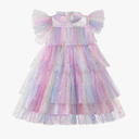 NNJXD Little Girl Tutu Dress Tulle Ruffles Flower Girls Wedding Party Dresses 100 4T